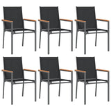 7 Piece Garden Dining Set Black Textilene and Steel - Top-Down View