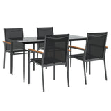 5 Piece Garden Dining Set Black Textilene and Steel - Side View