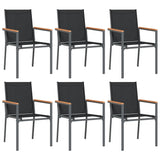 7 Piece Garden Dining Set Black Textilene and Steel - Top-Down View