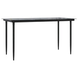 7 Piece Garden Dining Set Black Textilene and Steel