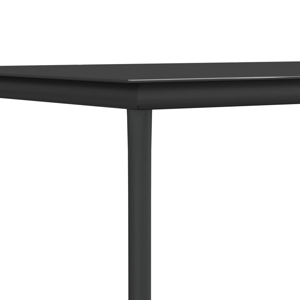 7 Piece Garden Dining Set Black Textilene and Steel