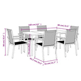 7 Piece Garden Dining Set Black Textilene and Steel - Extra Image