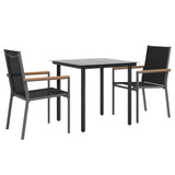 3 Piece Garden Dining Set Black Textilene and Steel - Side View