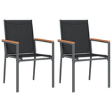 3 Piece Garden Dining Set Black Textilene and Steel - Top-Down View