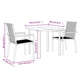 3 Piece Garden Dining Set Black Textilene and Steel - Extra Image