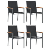 5 Piece Garden Dining Set Black Textilene and Steel - Top-Down View