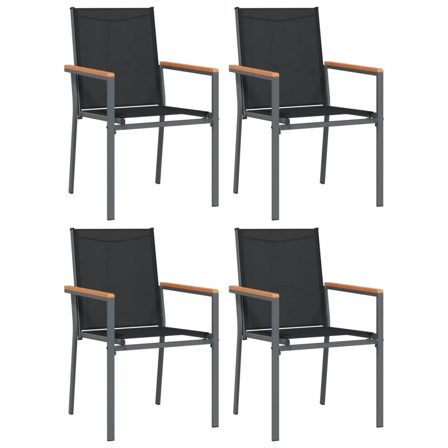 5 Piece Garden Dining Set Black Textilene and Steel