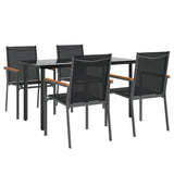 5 Piece Garden Dining Set Black Textilene and Steel - Side View