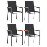 5 Piece Garden Dining Set Black Textilene and Steel - Top-Down View