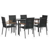 7 Piece Garden Dining Set Black Textilene and Steel - Side View