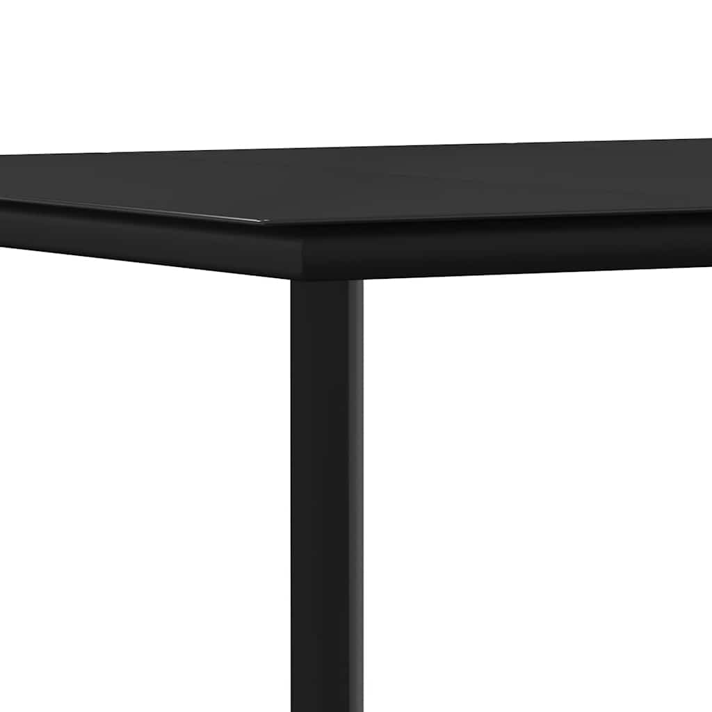 7 Piece Garden Dining Set Black Textilene and Steel