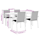 5 Piece Garden Dining Set Black Textilene and Steel