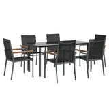 7 Piece Garden Dining Set Black Textilene and Steel - Side View
