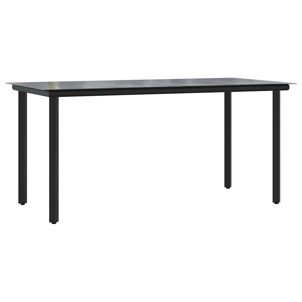 7 Piece Garden Dining Set Black Textilene and Steel