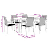 7 Piece Garden Dining Set Black Textilene and Steel