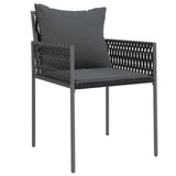 3 Piece Garden Dining Set with Cushions Poly Rattan and Steel - 45-Degree Angle