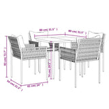 5 Piece Garden Dining Set with Cushions Poly Rattan and Steel