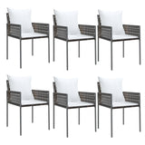 7 Piece Garden Dining Set with Cushions Poly Rattan and Steel