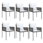 7 Piece Garden Dining Set with Cushions Poly Rattan and Steel