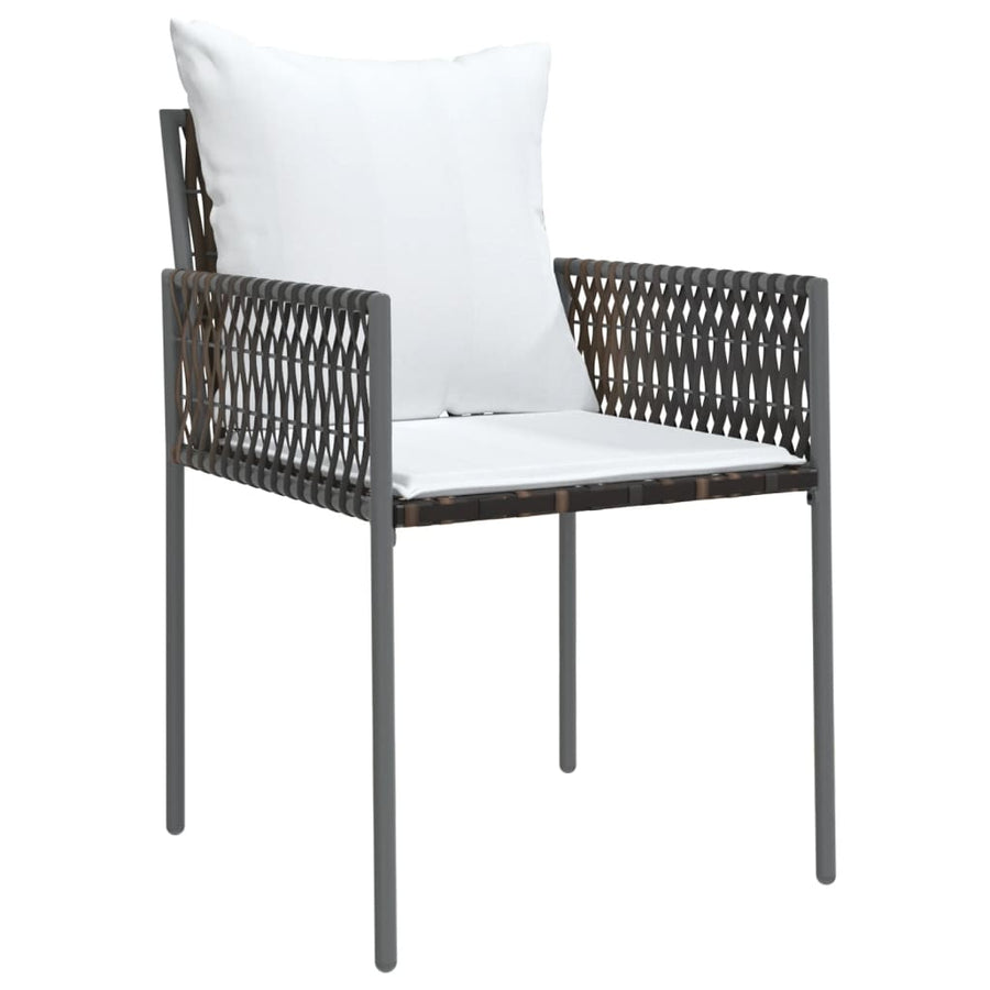 7 Piece Garden Dining Set with Cushions Poly Rattan and Steel
