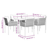 7 Piece Garden Dining Set with Cushions Poly Rattan and Steel