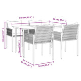 5 Piece Garden Dining Set with Cushions Poly Rattan and Steel