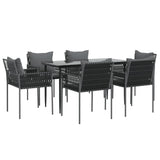 7 Piece Garden Dining Set with Cushions Poly Rattan and Steel - Side View