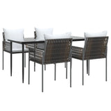 5 Piece Garden Dining Set with Cushions Poly Rattan and Steel - Side View