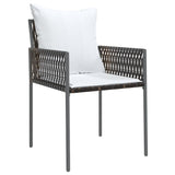 5 Piece Garden Dining Set with Cushions Poly Rattan and Steel - 45-Degree Angle