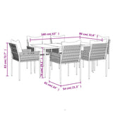 7 Piece Garden Dining Set with Cushions Poly Rattan and Steel