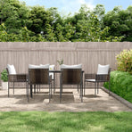 7 Piece Garden Dining Set with Cushions Poly Rattan and Steel