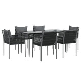 7 Piece Garden Dining Set with Cushions Poly Rattan and Steel - Side View