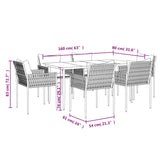 7 Piece Garden Dining Set with Cushions Poly Rattan and Steel - Extra Image