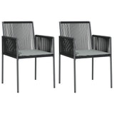 3 Piece Garden Dining Set with Cushions Black Poly Rattan and Steel - Top-Down View