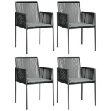 5 Piece Garden Dining Set with Cushions Black Poly Rattan and Steel - Top-Down View