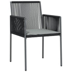 5 Piece Garden Dining Set with Cushions Black Poly Rattan&Steel