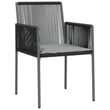 5 Piece Garden Dining Set with Cushions Black Poly Rattan and Steel - 45-Degree Angle