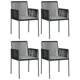5 Piece Garden Dining Set with Cushions Black Poly Rattan and Steel - Top-Down View
