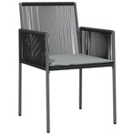 5 Piece Garden Dining Set with Cushions Black Poly Rattan&Steel