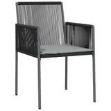 5 Piece Garden Dining Set with Cushions Black Poly Rattan and Steel - 45-Degree Angle