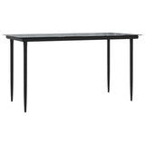 5 Piece Garden Dining Set with Cushions Black Poly Rattan and Steel - Rear View