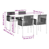 5 Piece Garden Dining Set with Cushions Black Poly Rattan and Steel - Extra Image