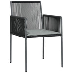 5 Piece Garden Dining Set with Cushions Black Poly Rattan&Steel