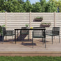 5 Piece Garden Dining Set with Cushions Black Poly Rattan&Steel