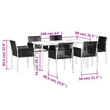 7 Piece Garden Dining Set with Cushions Black Poly Rattan and Steel - Extra Image