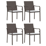 Garden Chairs with Cushions 4 pcs Brown 56x59x84 cm Poly Rattan - Front View