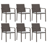 Garden Chairs with Cushions 6 pcs Brown 56x59x84 cm Poly Rattan - Front View