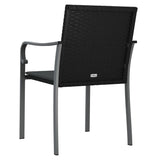 Garden Chairs with Cushions 4 pcs Black 56x59x84 cm Poly Rattan - Rear View
