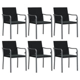 Garden Chairs with Cushions 6 pcs Black 56x59x84 cm Poly Rattan - Front View