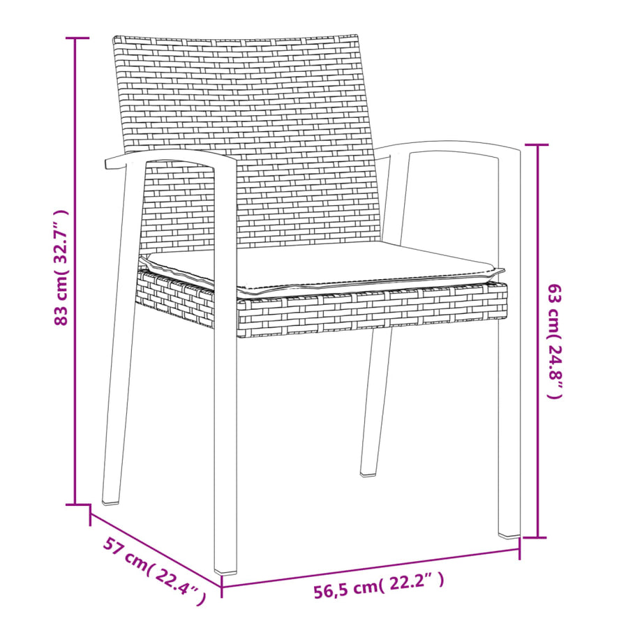 Garden Chairs with Cushions 4 pcs Brown 56.5x57x83 cm